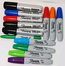 Lot of 13 Sharpie Markers Black Multi-Color Magnum King Chisel Twin Tip
