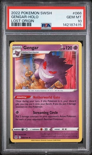 2022 POKEMON SWORD & SHIELD LOST ORIGIN #066 GENGAR-HOLO PSA 10