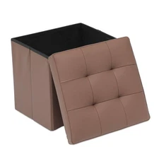 15" Storage Ottoman Bench Folding Bench with 40L Hidden Storage, Small Cube O...
