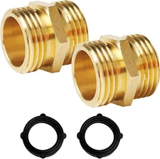 Hourleey Garden Hose Adapter, 3/4 Inch Solid Brass Hose Connectors, 2 Pack Hose 