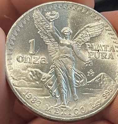 #ad 1983 Mo 1 Onza Mexico Libertad Plata Pura 1 Troy Oz .US Arrive $39.99