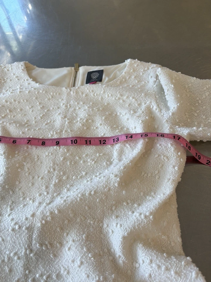 VINCE CAMUTO 12p White Sparkly Wool Blend Cocktail/ Party Dress - Image 3 of 4