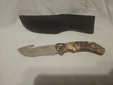 Camillus Titanium 4.5" Inch Fixed Blade Knife w/ Camo Handle & Sheath