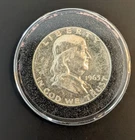 1963 Franklin Half Dollar 90% Silver Coin, Philadelphia Mint, US 50c Circulated