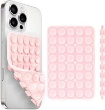 Silicone Suction Cup Phone Case Mount Double Sided, Light Pink 