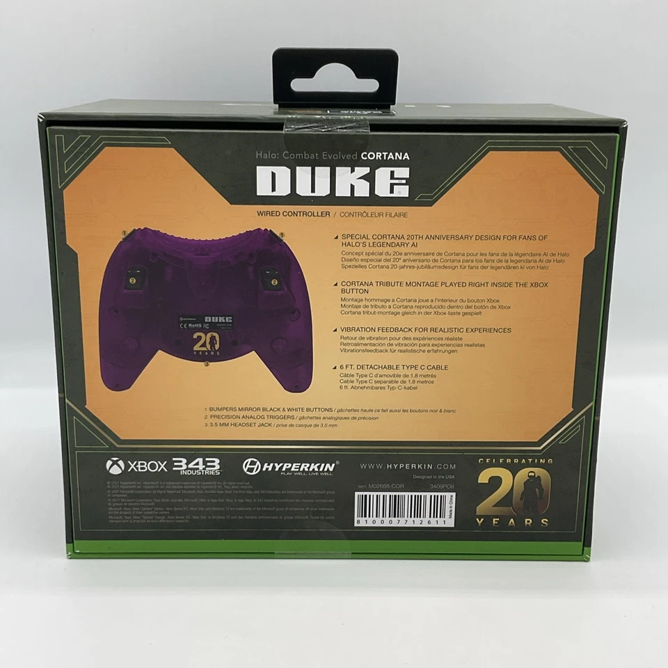 Xbox Series Limited Edition DUKE 20th Anniversary Cortana HALO Wired Controller - Image 2 of 4