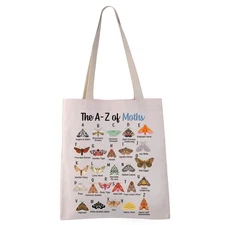 Moth Tote Bag Insect Lover Gifts A To Z Of Moths Book Reusable Handbag