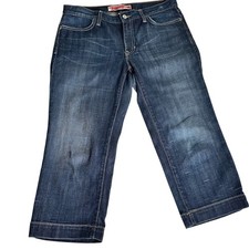 Gap Jeans Cropped Denim Cuff Dark Wash Relaxed Fit Women's Size 6