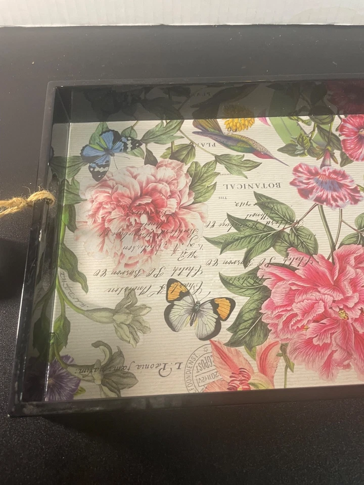 Michel Design Works French Floral Decoupage Wooden Tray Paris Botanical - Image 3 of 4