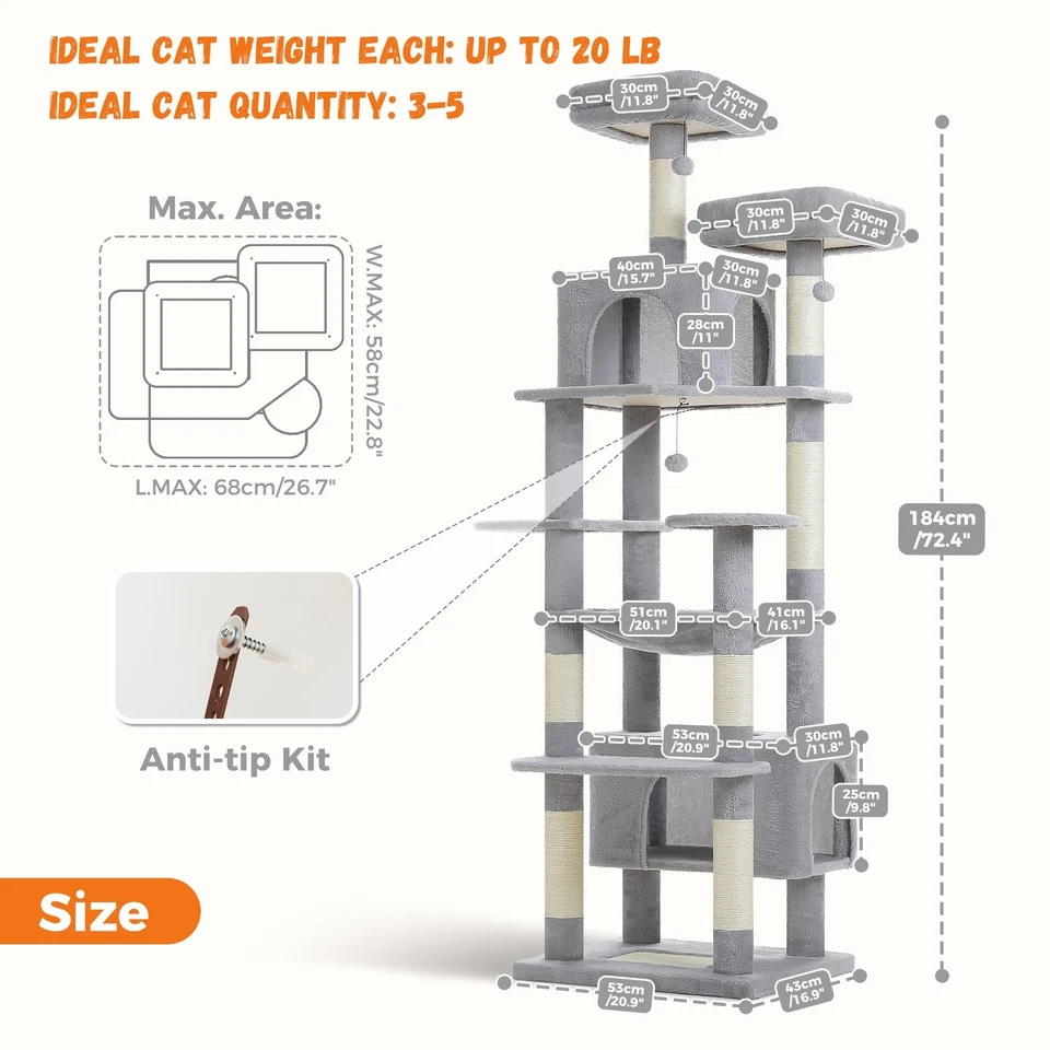 PAWZ Road Scratching Post XXL Large Cats Small Sturdy Cat Tree Sisal Climbing Tree - Image 2 of 4