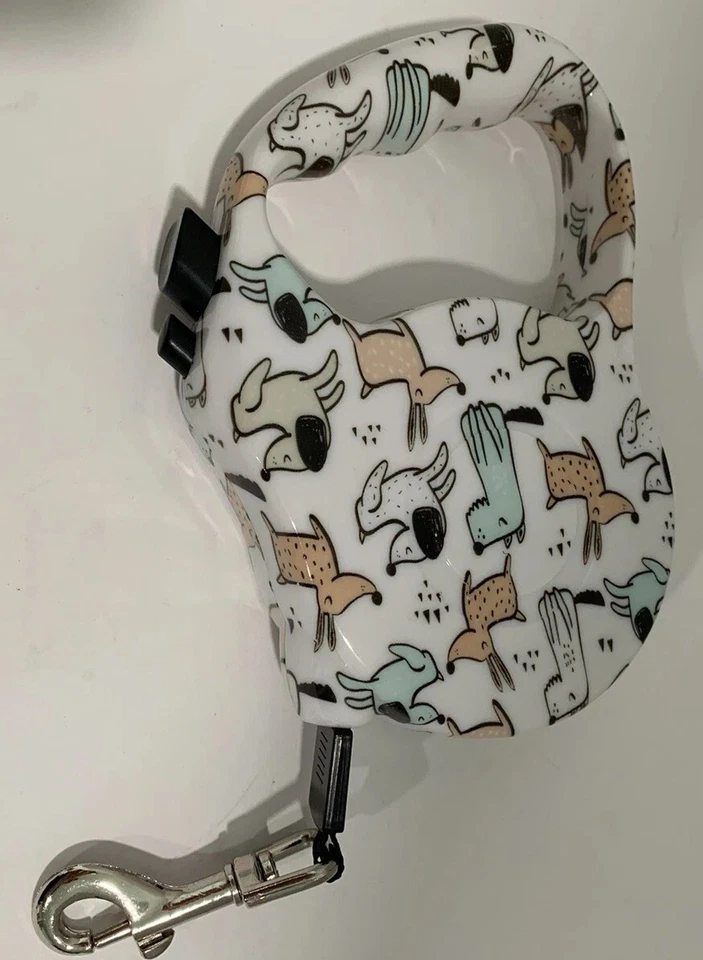 Botones retráctiles con correa para perro para bloqueo y liberación.  Patrón de perro.  (15 pies) Foto 3 de 3