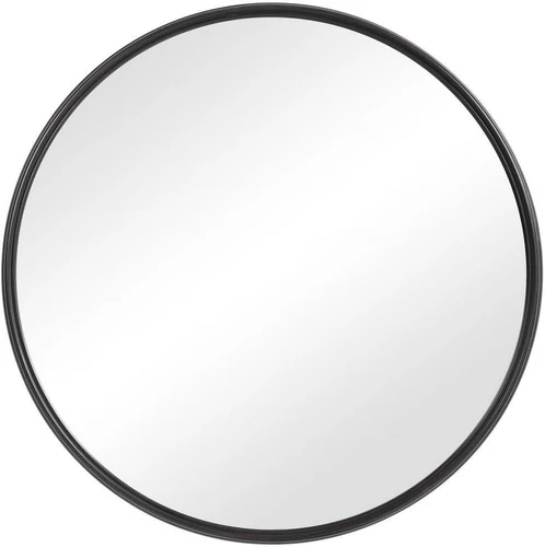 Belham 35" Aged Satin Black Round Wall Mirror for Elegant Decor - Picture 1 of 6