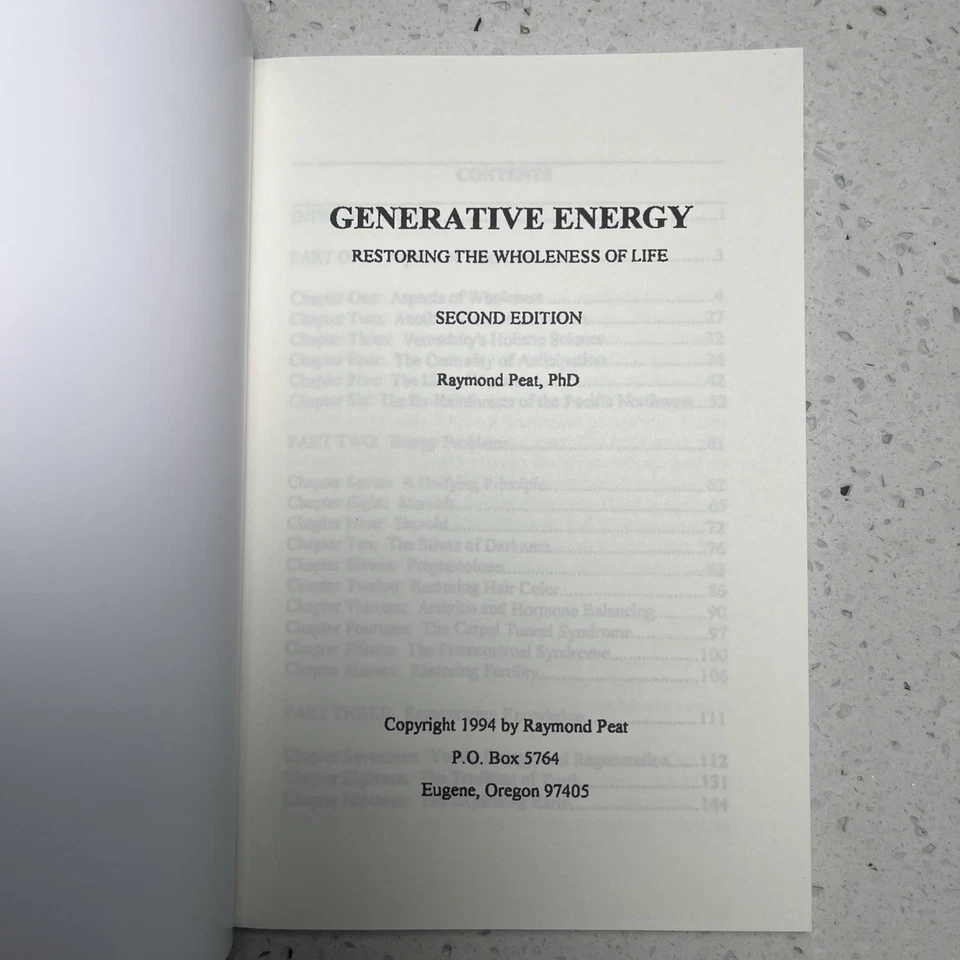 Generative Energy, Restore The Wholeness Of Life, Raymond Peat, PhD, Reprint New - Image 2 of 4