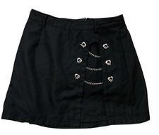 Hot Topic Mini Skirt Size M Black Hearts with Chains Goth EMO Rock Punk Skater