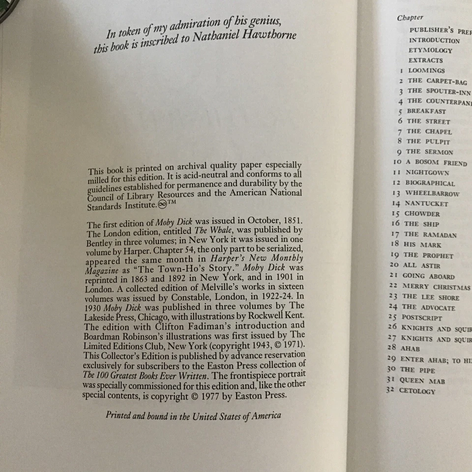 Moby Dick By Herman Melville Easton Press Collectors Edition Leather Bound 1977 - Image 3 of 4