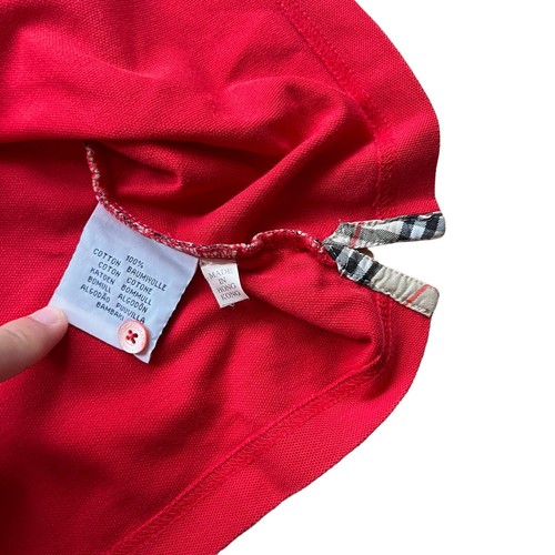 Vintage Burberry Golf Red Polo Shirt Women’s Medium Nova Check Detailed Y2K 00s - Picture 7 of 7