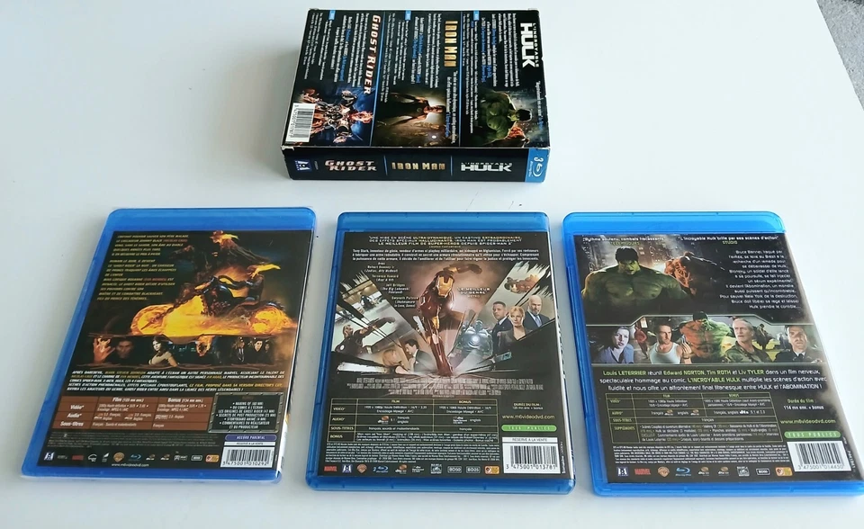 HULK IRON MAN GHOST RIDER Coffret 3 Films Blu-ray Version française - Photo 3/4