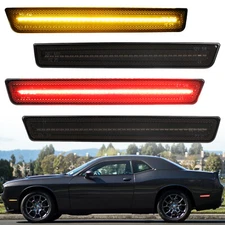 Front&Rear Lens Side Marker Lights LED Kit For 2015-2023 Dodge Challenger Smoked