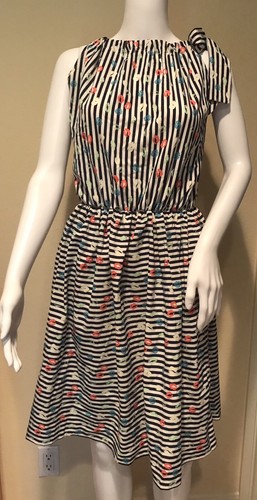 Lila Kass (6) Silk Stripe Dress Halter Adjustable NWT $298