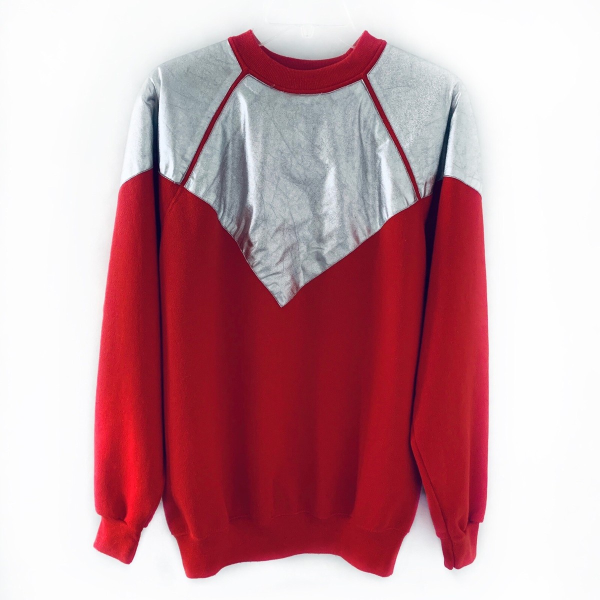 Vintage Hanes Red Crewneck Sweatshirt with Silver Inserts Vintage Hanes Red Crewneck Sweatshirt with Silver Inserts