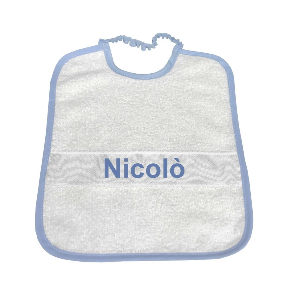 BAVAGLINO FRED ASILO bordato in TINTA UNITA Ricamato e Personalizzato con Nome - Immagine 3 di 4