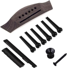 Jiayouy 6 String Acoustic Guitar Rosewood Bridge Saddle Nut Pins Set Including B