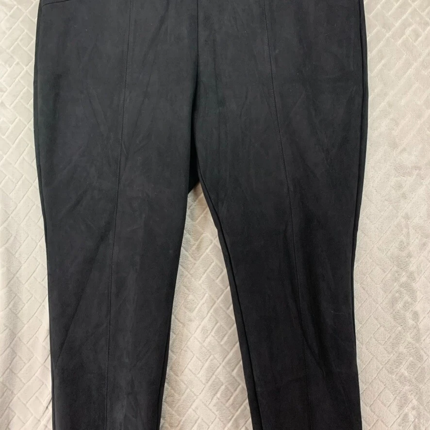 Pantalones Dressbarn Mujer XL Negros Imitación Gamuza Ajustados Tiro Alto Elásticos Foto 3 de 4