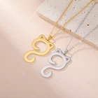 Simple Abstract Cat Tail Pendant Necklace Stainless Steel Pet Jewelry for Women