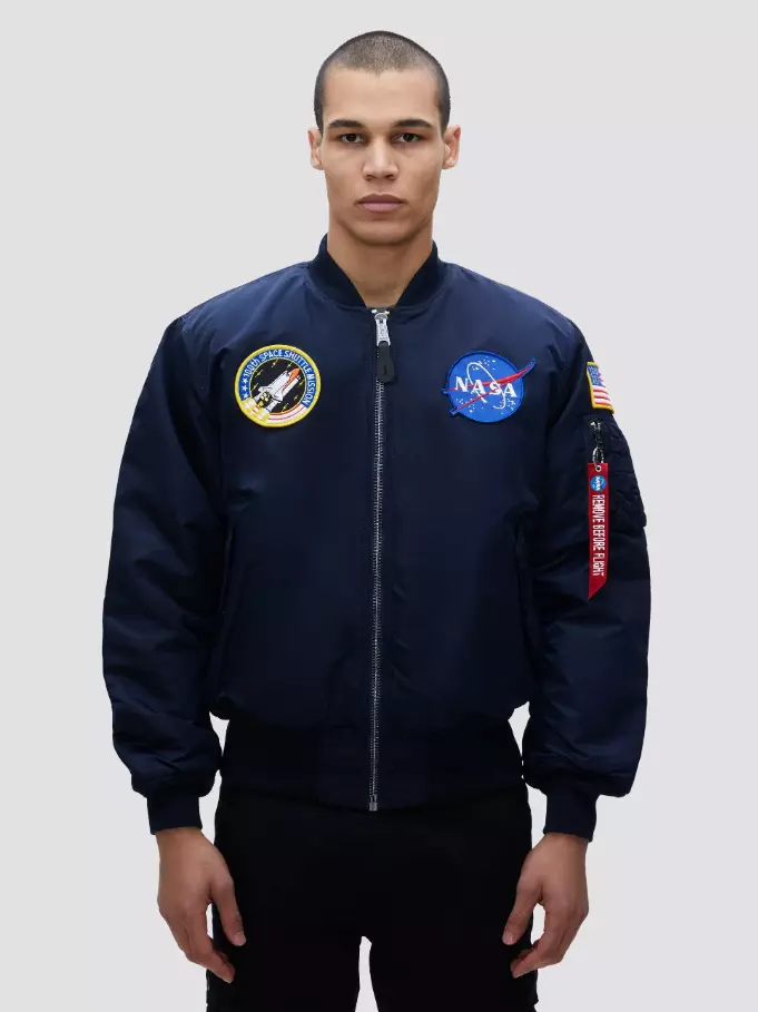 Alpha Industries Men\'s Nasa MA-1 Flight Jacket in Replica Blue Size XLARGE  | eBay