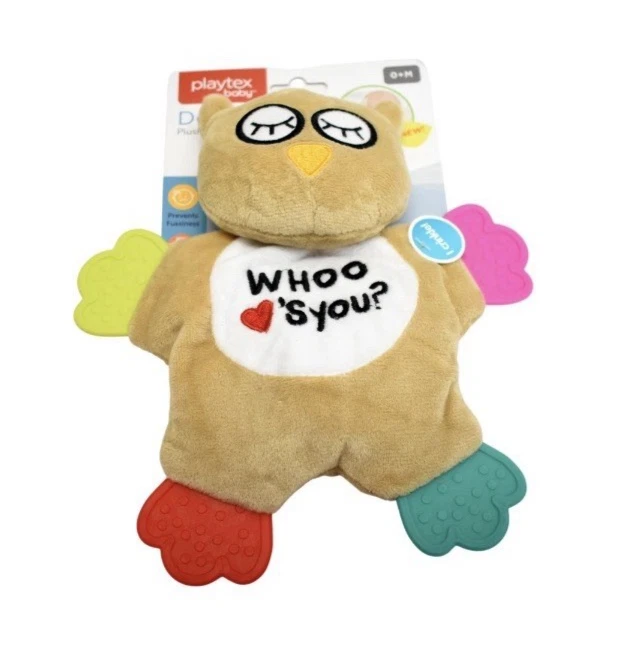 PLAYTEX BABY OWL PLUSH TEETHER LOVEY SOFT BABY TEETHING TOY NEW