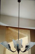 Lampadario Anni 50 Ottone E Vetro Italiano