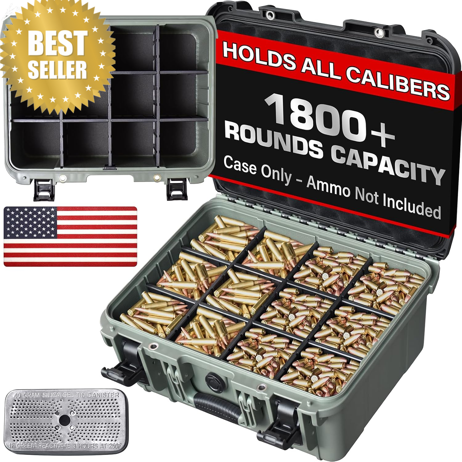 Waterproof Lockable Ammo Storage Box Heavy Duty Organizer Adjustable Dividers