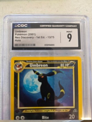 first umbreon pokemon card POKEMON: Umbreon 13/75 (Neo Discovery 1st Edition, 2001) 13/75 – CGC Mint  9.0