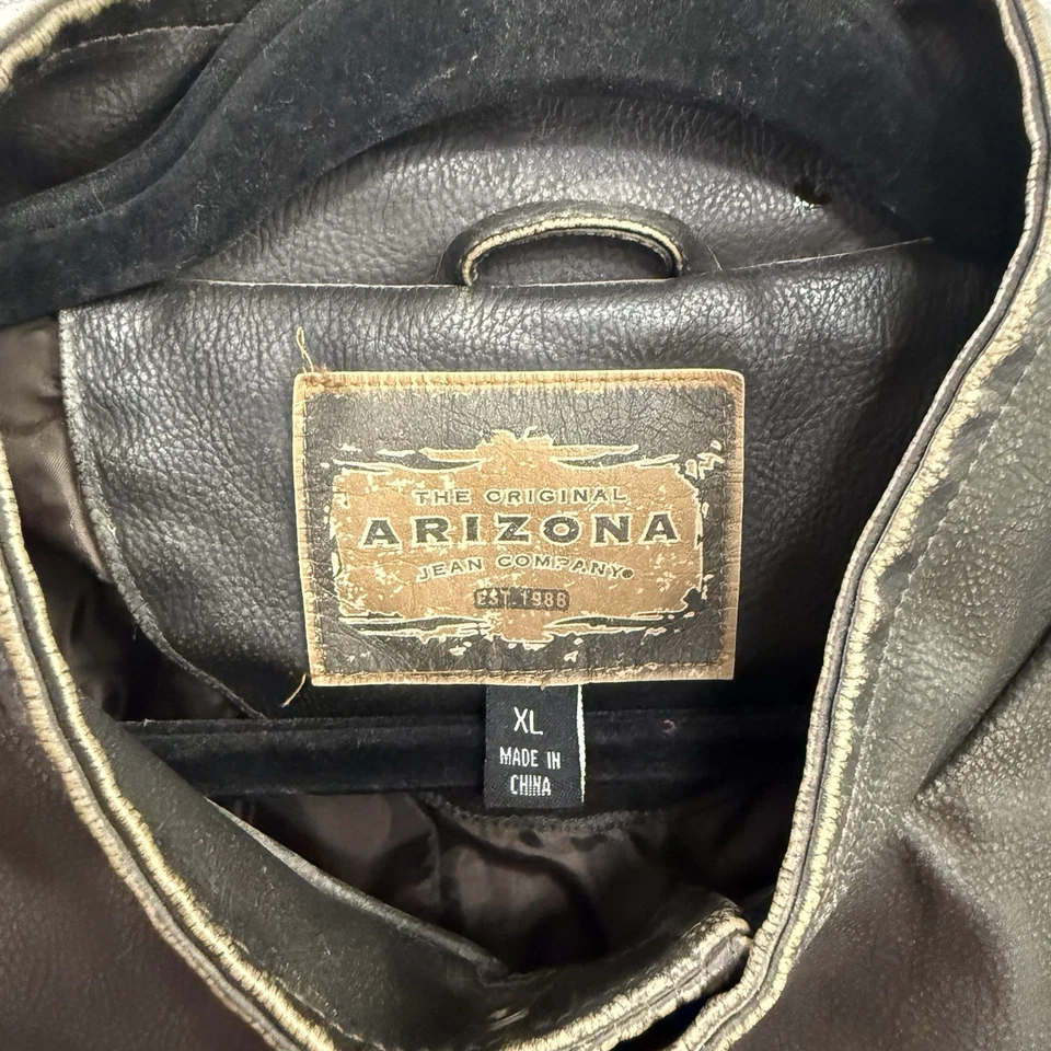 Chaqueta de Motociclista de Cuero Marrón Y2K De Colección Para Hombre XL Soplador Fonzie Abrigo Imitación Cuero Foto 3 de 4