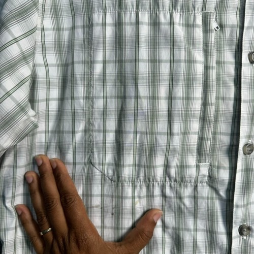 Eddie Bauer Travex Mens Shirt Size XL White Green Plaid Short Sleeve Classic Fit - Picture 5 of 11