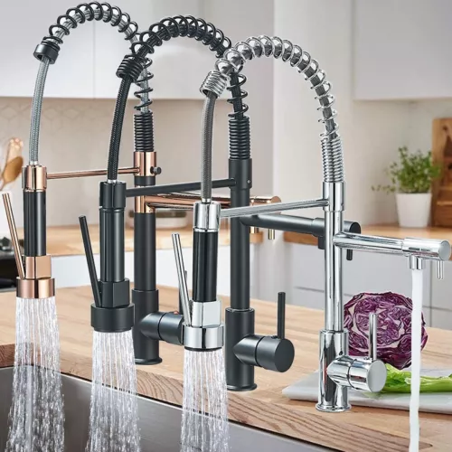 360° Kitchen Sink Mixer Tap Pull Out Mono Twin Dual Spout Spray Single Lever Tap