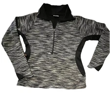 Columbia Fitted women’s sz.M Jacket Pullover, Heathered Gray/Black, 1/2 Zip