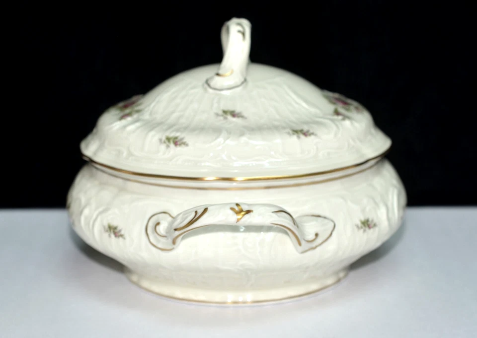 Rosenthal Clásico Rosa Sanssouci SERVIR TAZÓN DE VERDURAS Y TAPA Marfil Floral ¡Como Nuevo! Foto 4 de 4