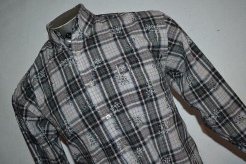 25060-a Mens Wrangler Western Button Up Shirt Size Medium Blue Floral Plaid - Picture 2 of 8