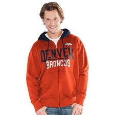NFL Denver Broncos Officially Licensed Men's Full Zip Hoodie G-III Orange