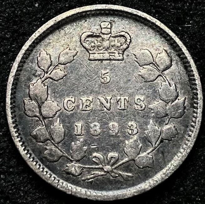 Canada 1893 5¢ Victorian Five Cent Silver VG10 Condition.  J407