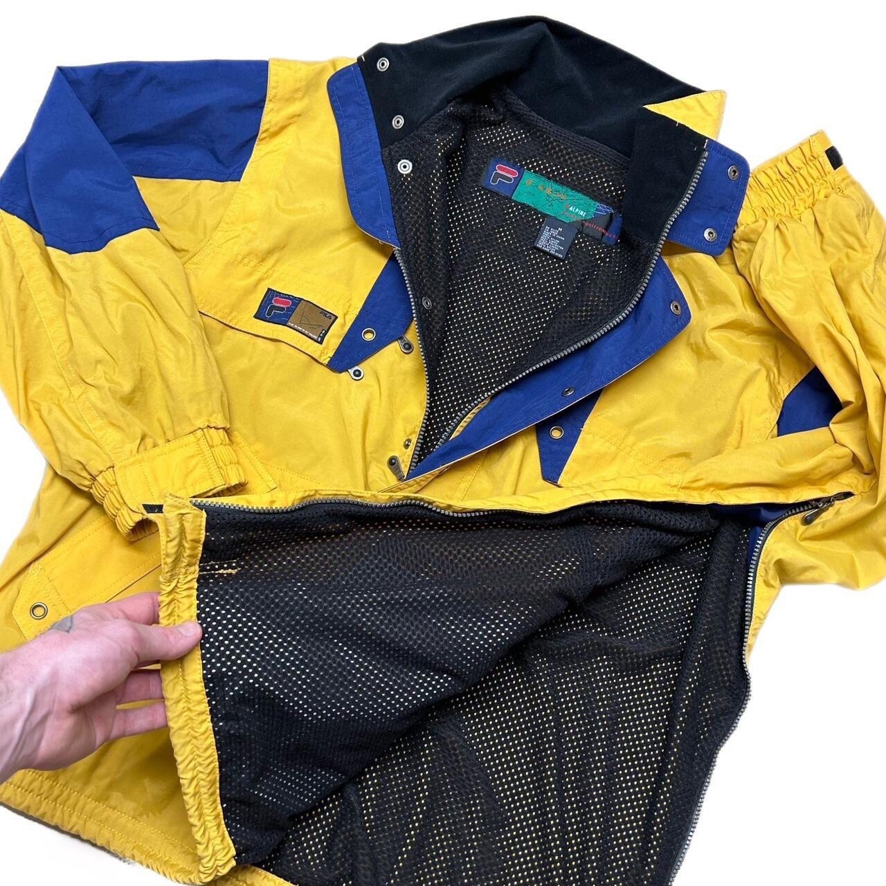 Vintage 90s FILA Alpine Teal Ski Jacket Retro Yellow Zip Mens Medium image 5
