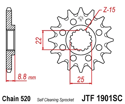 PIÑÓN DELANTERO 13T JTF1901 autolimpiable se adapta a KTM 125 SX motocross 1995 - 2021 Foto 2 de 2