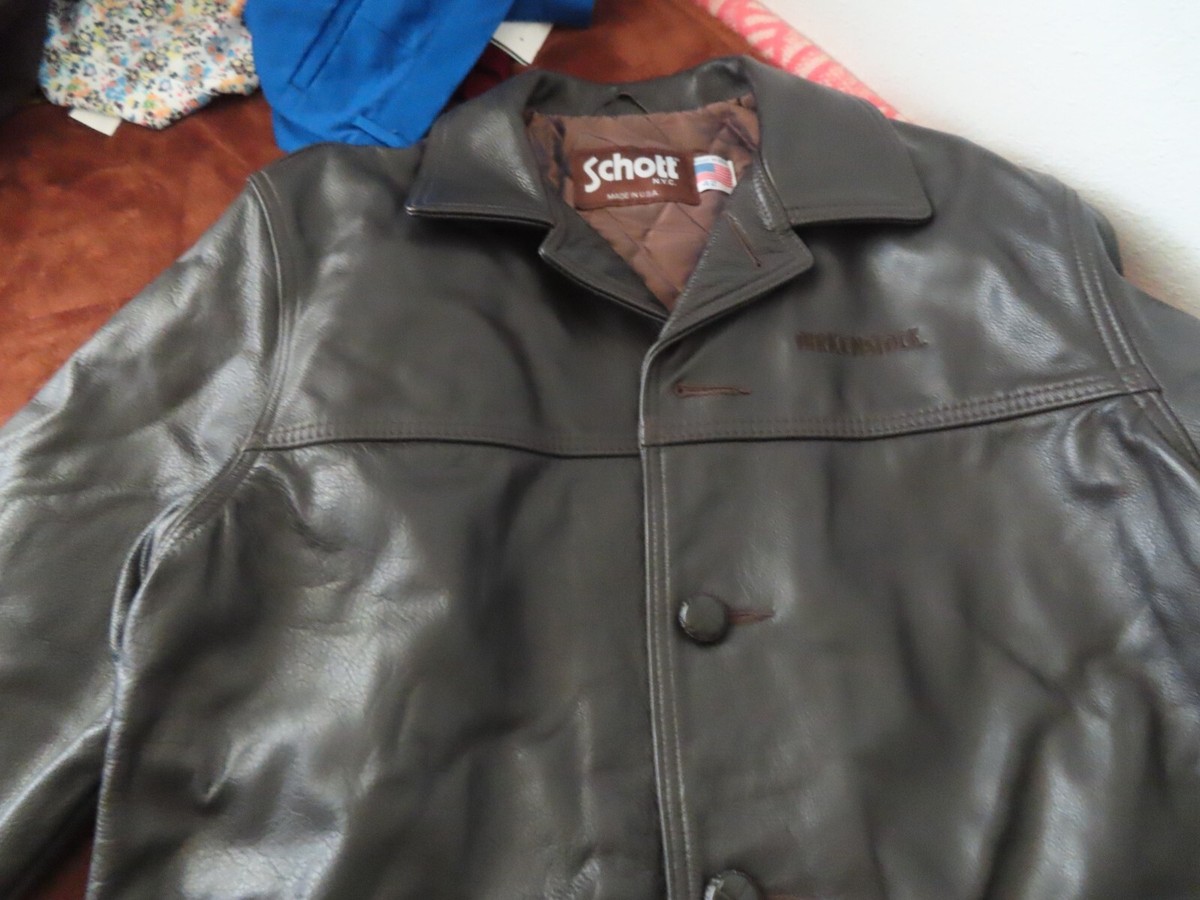 Vintage Schott NYC 523 Brown Leather Car Coat Size 42 Made Vintage Schott NYC 523 Brown Leather Car Coat Size 42 Made