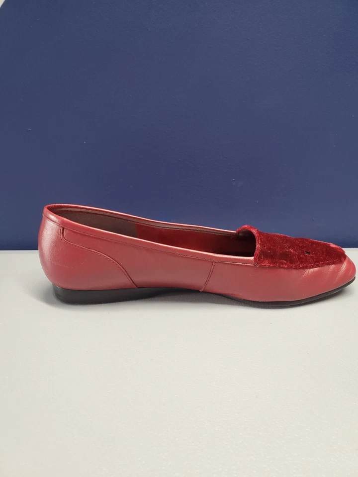 Mocasines planos Enzo Angiolini para mujer talla 6,5 M rojos cómodos punta cuadrada sin cordones Foto 3 de 4