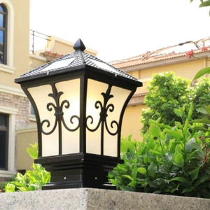 Porte de jardin Pilier lumière solaire LED Lampe Outdoor Post Lights Yard Black Post Lampe