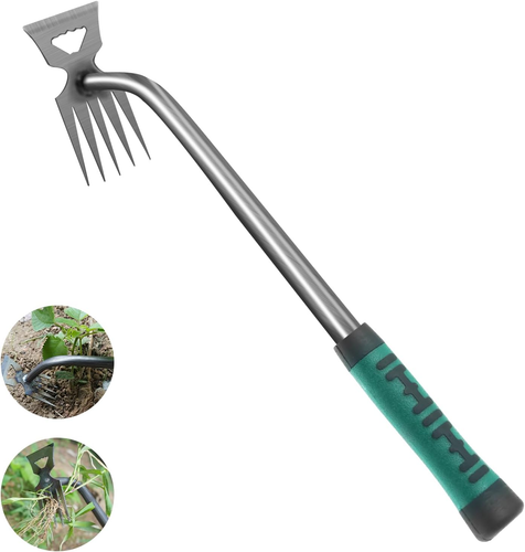 Weed Puller Tool, Gardening Hand Weeder Tool, 5 Teeth Manganese Steel Forged Han - Picture 9 of 12