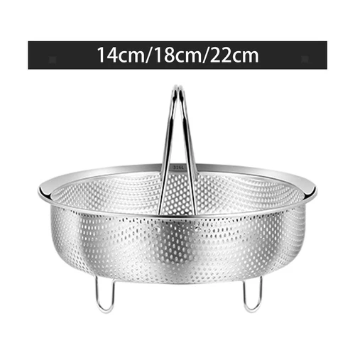 Inserto de vaporera, cesta de vapor de acero inoxidable para alimentos, inserto de vapor con mango - Imagen 3 de 20