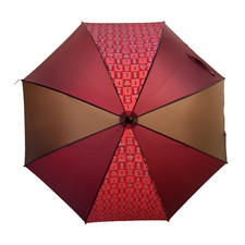 Vintage ARAMIS 44  CHESS THEME Umbrella Burgundy Black Wood Look Chess Handle