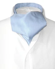 Antonio Ricci ASCOT Solid BABY BLUE Ribbed Pattern Color Cravat Mens Neck Tie